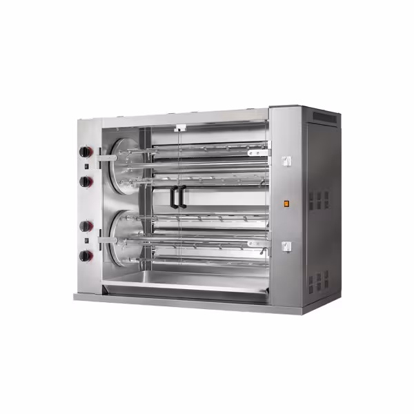 Commercial Gas Chicken Rotisserie Oven - 47.6kW - with 8 Skewers for up to 48 chickens