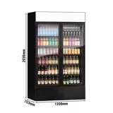 (4 stuks) Drankenkoelkast - 4800mm - 4800,0L - frameloze glasdeur - met 8 glasdeuren & lichtbak & LED-interieurverlichting - zwart