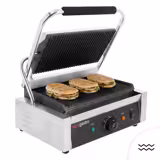 Kontakt grill / panini grill - 3 kW - felül és alul bordázott - Grillfelület: 340x230 mm
