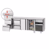 Tavolo refrigerato PREMIUM - 2330x700mm - Ventilata - 632 L - con 4 cassetti