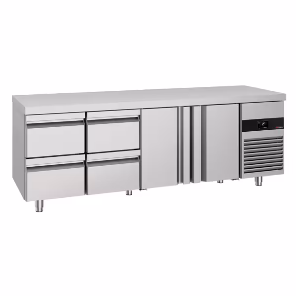 Rashladni pult PREMIUM - 2330x700 mm - 632 l - Ventilirano hlađenje - s 2 vrata - s 4 ladica
