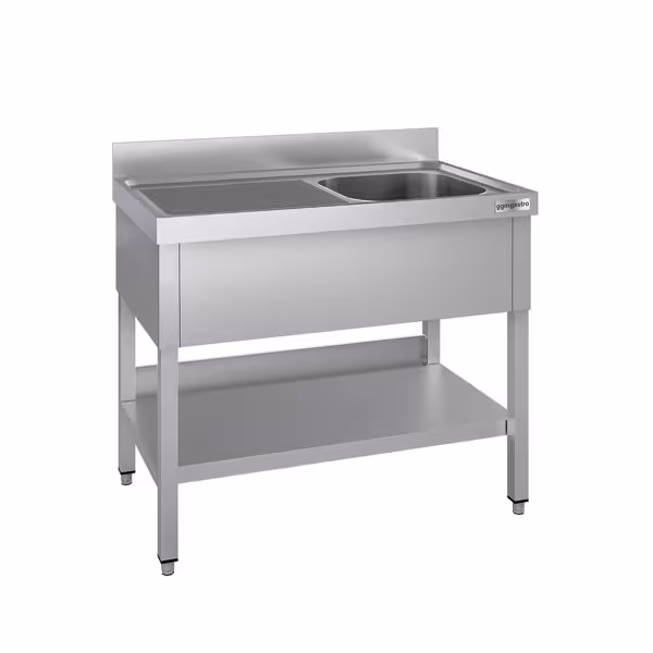 RVS spoeltafel ECO - 1000x700mm - met onderblad - met 1 spoelbak rechts