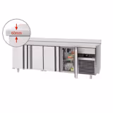 Koelwerkbank PREMIUM - 2330x700mm - 4 deuren - met spatrand - GN 1/1 - digitale thermostaat