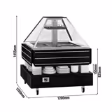 Banco per Buffet | Bar per insalate Buffet freddo  DUBLIN - 1700 mm - con piano in vetro inclinato - per 4x GN 1/1 - Nero