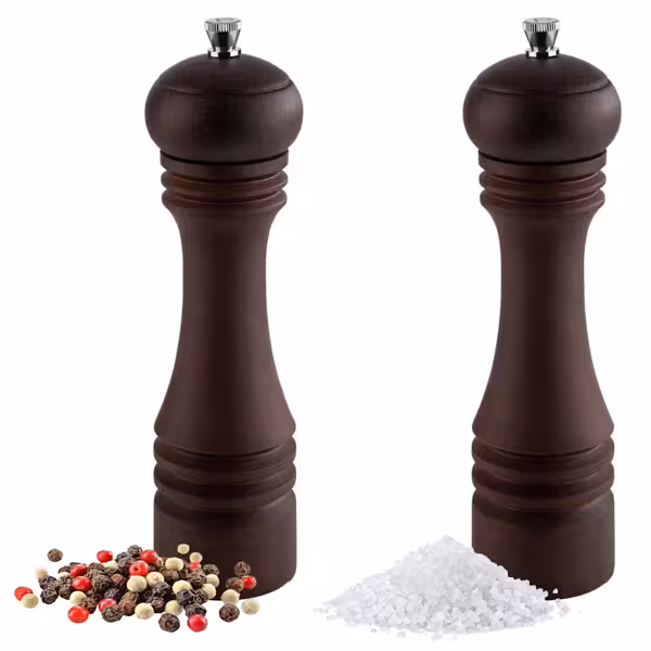 (12 buc) Set râșnițe sare și piper ETERNAL - Lemn - Înălțime: 230 mm - Maro închis