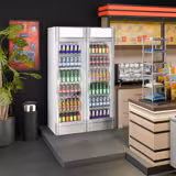 (2 unid) Armário expositor refrigerado para bebidas - 1190mm - 694L - com 2 portas de batente em vidro & painel publicitário iluminado - com indicação/painel digital de temperatura - Cinzento
