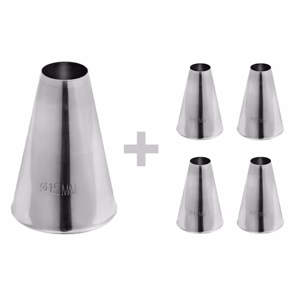 (5 stuks) Spuitmondenset (rond) - rvs - Ø4/7/11/13/15mm