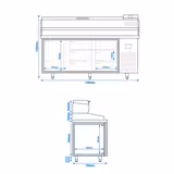 Pizzawerkbank PREMIUM PLUS - 1980x700mm - met granieten werkblad - met 1 deur & 6 laden - incl. opzetkoelvitrine - 9x GN 1/4