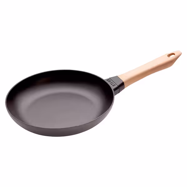 STAUB | PANS - Koekenpan met houten handvat - Ø 240mm - Gietijzer - Zwart