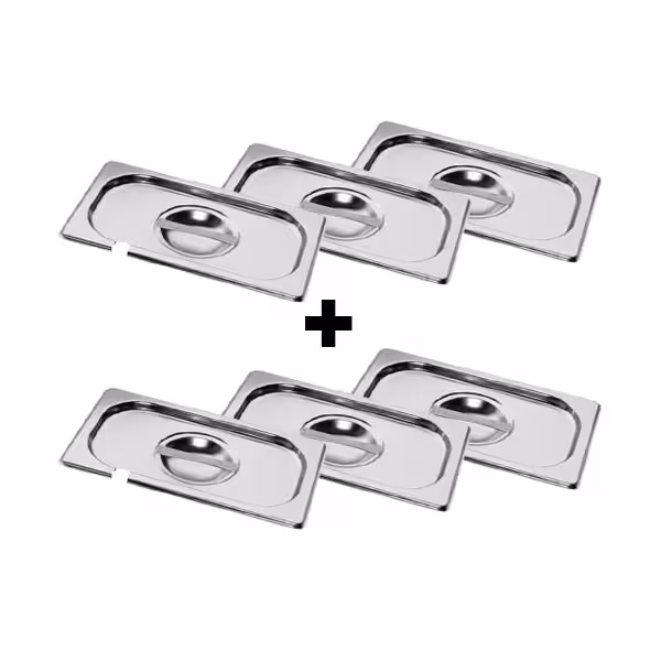 (6 Stück) Edelstahl-Deckel GN 1/4 - mit Löffelaussparung