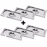 (6 pcs) Couvercle inox GN 1/4 - avec encoche louche - 265x163x7mm