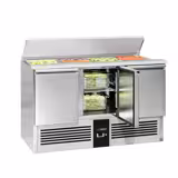 Commercial Saladette Counter PREMIUM - 1368mm - 368L - 3 doors - for 4 x GN 1/1 & stainless steel hinged lid