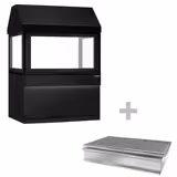 Kolgrill TORONTO - 1 510 mm - svart front - svart granitarbetsbänk - värmeskyddsglas