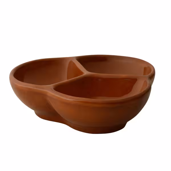 (6 pcs) Tapas 3 compartment bowl - CLASSICO - Stoneware - 130x130mm - Brown