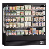 Vitrina mural refrigerada - 1940x700x2000mm - 893L - con 3 puertas batientes de vidrio y 4 estantes - Negro