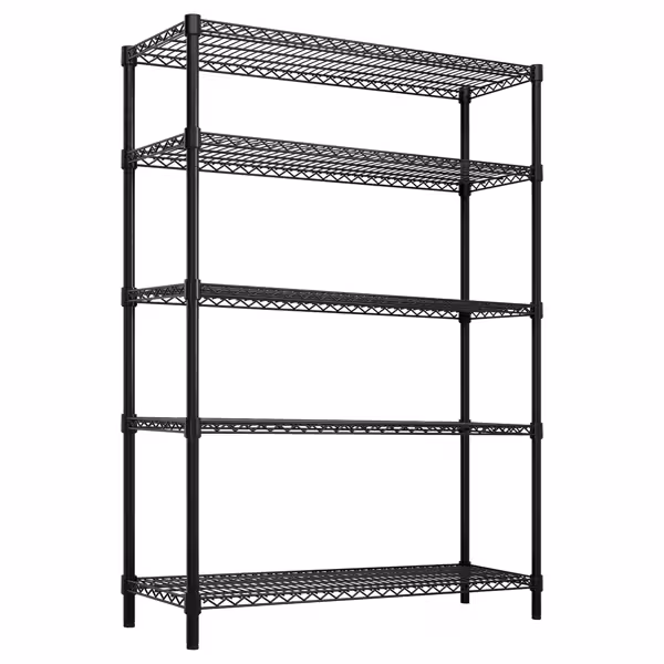 Steel Wire Shelving Unit - 1200x450mm - 5 shelves - Black