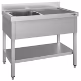 Stół zlewozmywakowy ECO - 1400x600 mm - z półką dolną i 1 zlewem po lewej stronie