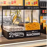 Commercial Popcorn Machine with Nacho Warmer - 1.31kW - 5kg/h - with 1 kettle - Black