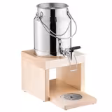Dispensador de leite BRIDGE - recipiente de vidro com torneira, com tubo de gelo - 3L - Aço inoxidável e madeira - incl. acumulador de frio na base, adaptador sem contacto