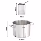 Pastatopf - Edelstahl - 22 Liter - Ø 360mm - Höhe: 220mm - inkl. 4 Siebe