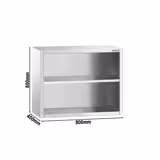 Paslanmaz Çelik Duvar Dolabı PREMIUM - 800x400mm - Kapısız (Açık) - 800mm yükseklik - Ara Raflı