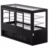 Süteményes vitrin [JAKOB] - 990 l - 2010 mm - dupla üvegezés - egyenes frontüveg - 2 polccal - LED világítással - fekete