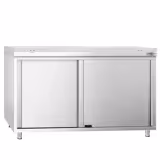 Dulap de lucru din oțel inoxidabil PREMIUM - 1,4 m - cu ușă glisantă - incl. blat de lucru alb