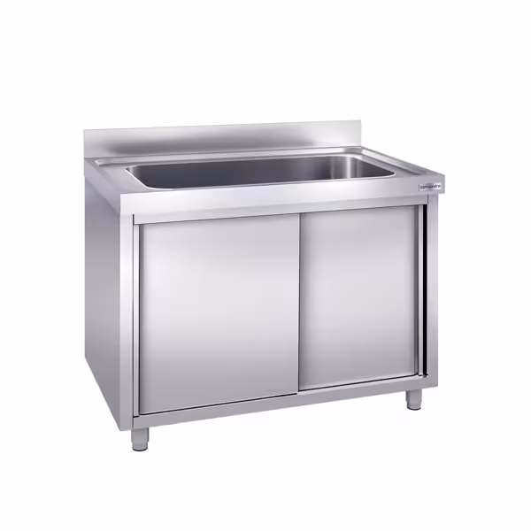 Mueble fregadero para ollas de acero Inox. - 1,2 m - 1 fregadero L 95 x B 40 x T 35 cm