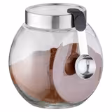 (6 pz) Barattolo vetro - 2,2l - Trasparente - con coperchio a vite ermetico con cucchiaio con manico in silicone