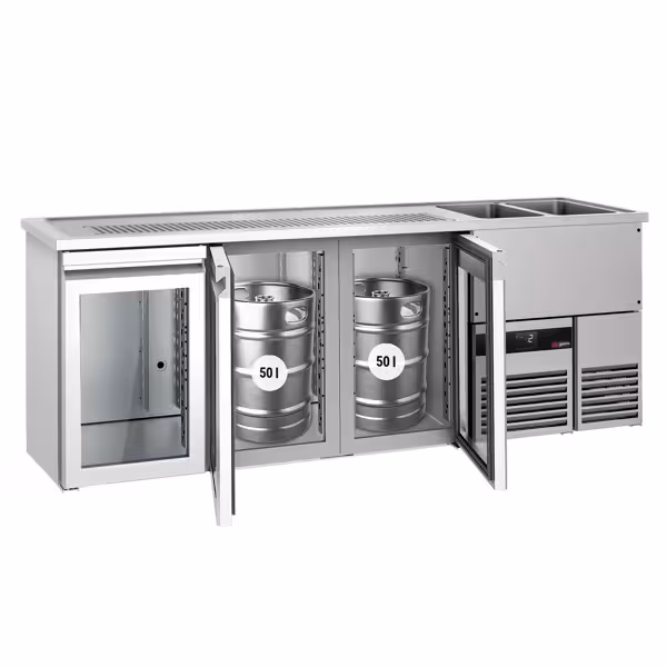 Bierkoeling PREMIUM - 2500x700mm - 3 glazen deuren