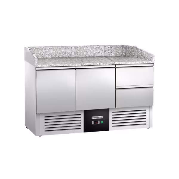 Pizzawerkbank PREMIUM - 1400x700mm - granieten werkblad - met 2 deuren & 2 laden