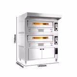 (2 uds) Horno de pizza a gas - 2 cámaras - piedra refractaria - 9+9x Ø33cm - 230V - Manual - hasta 370°C - incl. campana de acero inox, cámara de fermentación - con boquillas para gas natural y GLP