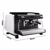 Macchina da caffè espresso - 2 gruppi - Automatica (volumetrica) - Multicaldaia - Touchscreen - Regolazione indipendente della temperatura per gruppo (PID) - con sistema di preinfusione & 2 lance vapore - Bianco
