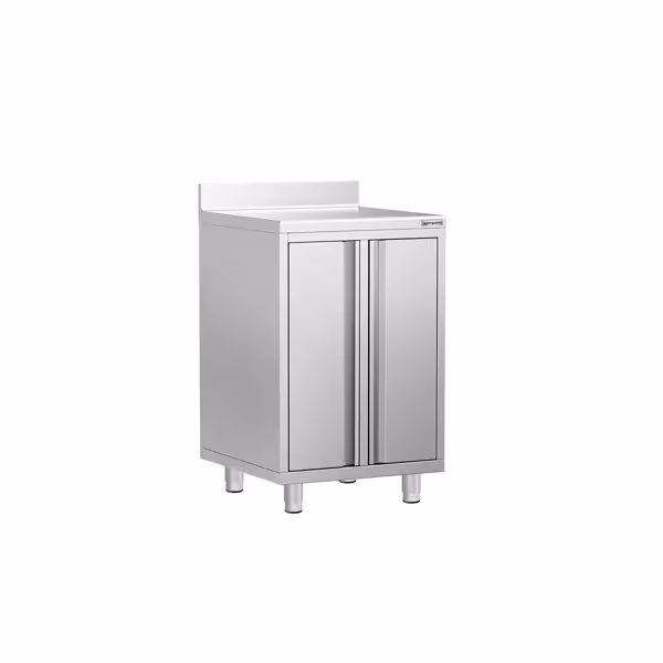 Pracovní skříňka - pro kávovar - 600x600 mm - se 2 křídlovými dvířky - se zadním lemem
