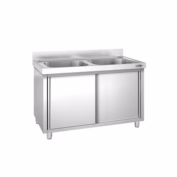 Commercial Sink Cabinet PREMIUM - 1400x600mm - with 2 bowls centre