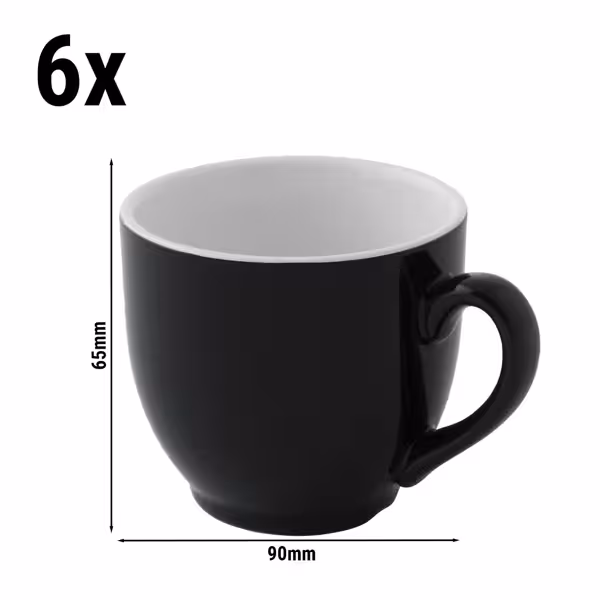 (6 stuks) COLORS - Koffiekop - 140ml - Zwart