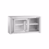 Rozsdamentes acél faliszekrény - 1000x400 mm - üveg tolóajtóval - 650 mm magas