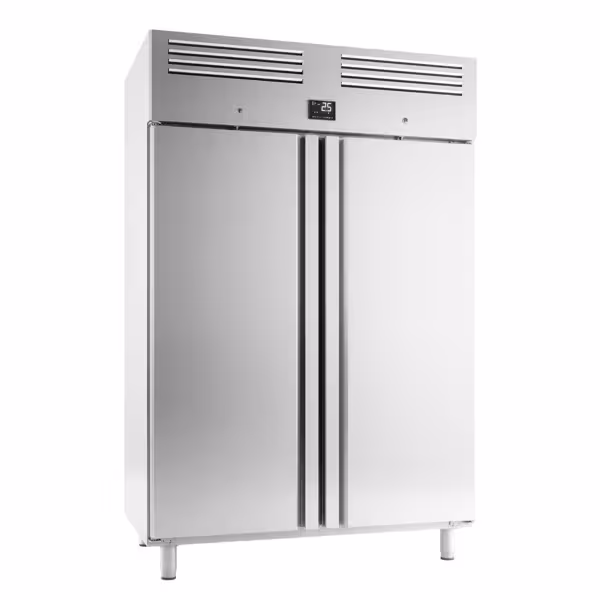 Bakkerij vrieskast RVS PREMIUM - EN 600x400 - 1385mm - 1240liter - tot -18°C tot -1°C - met 2 deuren - geforceerde koeling, LED‑verlichting & automatische ontdooiing