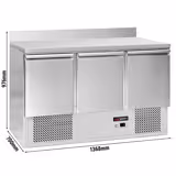 Commercial Counter Fridge ECO - 1368x700mm - with 3 doors - with upstand - capacity 368 litres