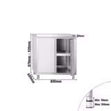 Edelstahl Arbeitsschrank PREMIUM - 800x600mm - mit Flügeltür ohne Aufkantung