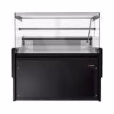 Koelvitrine - 1280x975mm - 120 liter - zwart - achterzijde 2 schuifdeuren - rechte ruit - marmerren werkblad