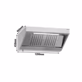 Cappa a parete Professionale Snack - 1200mm- Prof.900mm- AISI 304 - con filtri a labirinto antigrasso e illuminazione LED