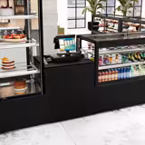 Vitrină pentru prăjituri MADRID - 1500mm - cu iluminare LED, perdea și 2 rafturi - Negru mat