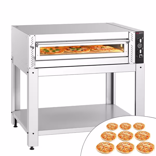 Forno elettrico per pizza - 1320x1150mm - 9 pizze Ø30cm - 450°C - Meccanico - incl. Sottotelaio/Supporto