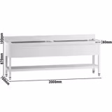 Pia com base no piso 2,0 m - 2 pia L 90 x B 50 x T 35 cm