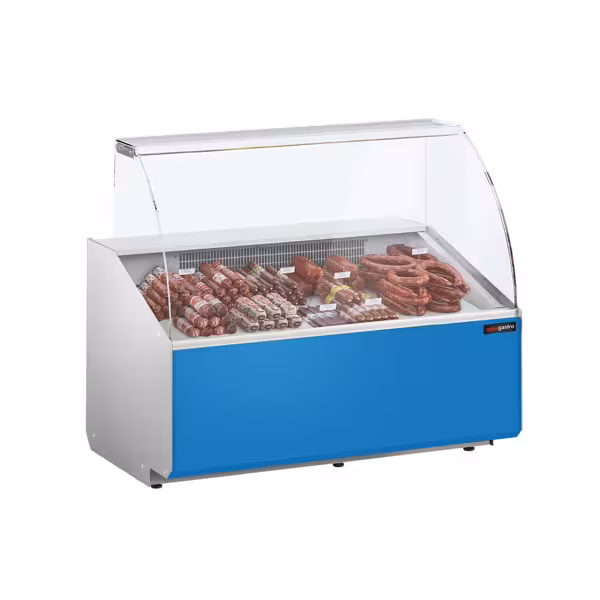 Banco gastronomia professionale - 1256x979mm - Statica - 262 L - Vetro dritto - Colore Dunkelgrau - Pannello frontale Hellblau