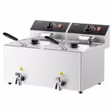 Friteuse électrique double – 12 + 12 litres – 6,5 kW – avec robinet de vidange