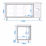 Koelwerkbank ECO - 1795x700mm - met 3 deuren
