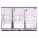 Réfrigérateur de bar – 1350 mm – 320 litres – avec 3 portes vitrées battantes – en inox