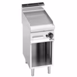 Plancha a gas Fry top - placa de acero rectificado - 6,9 kW - Ranurado - Superficie de cocción: 395x500mm - con base abierta